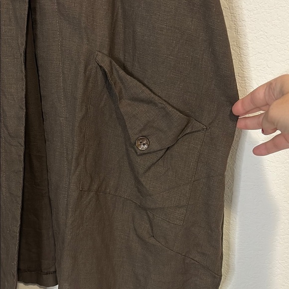 Eva Tralala Paris 100% linen chocolate brown one button jacket - Picture 3 of 8